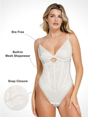 Damen-Spitzenbody im Korsett-Stil mit Öffnung