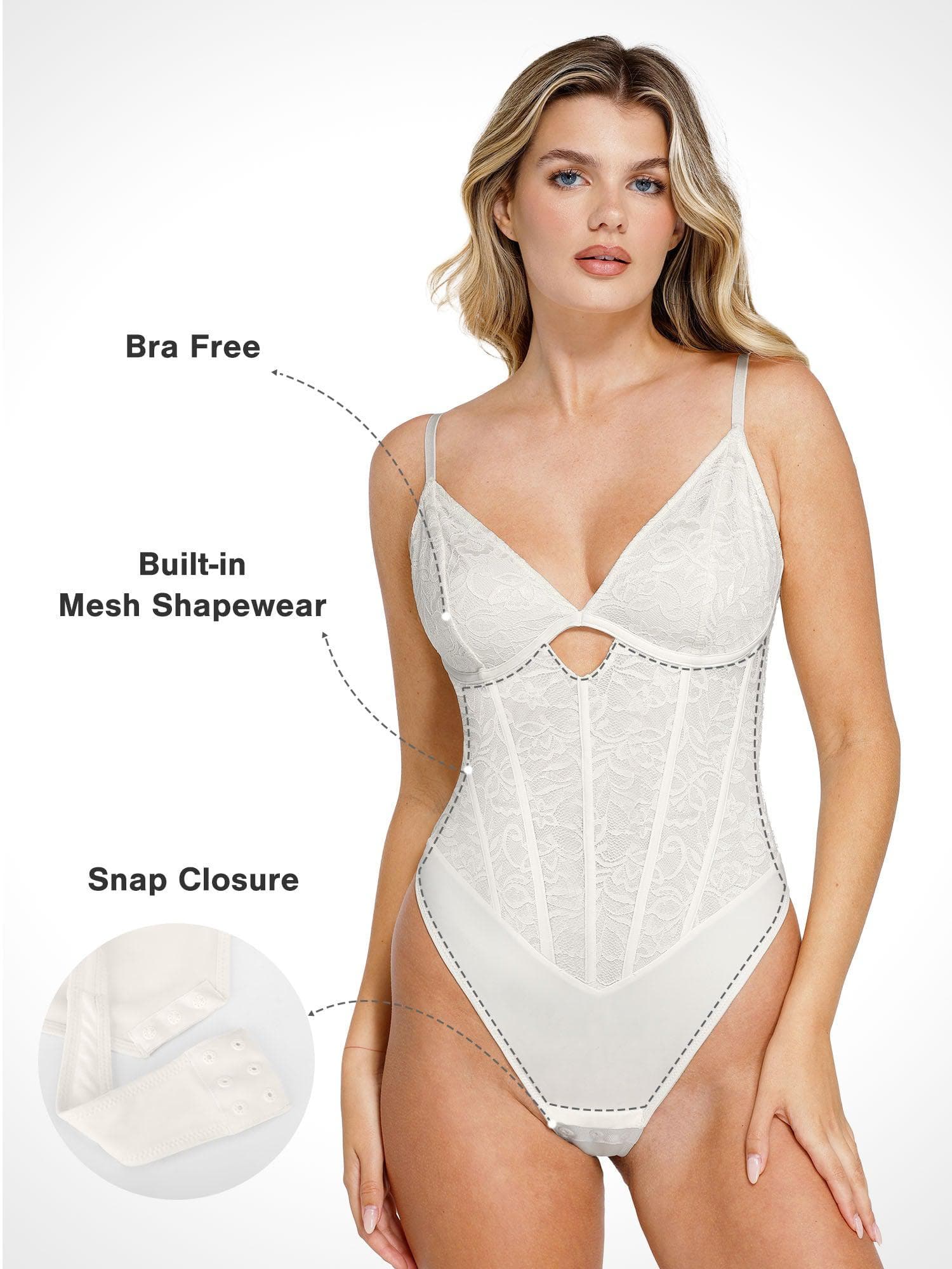 Damen-Spitzenbody im Korsett-Stil mit Öffnung