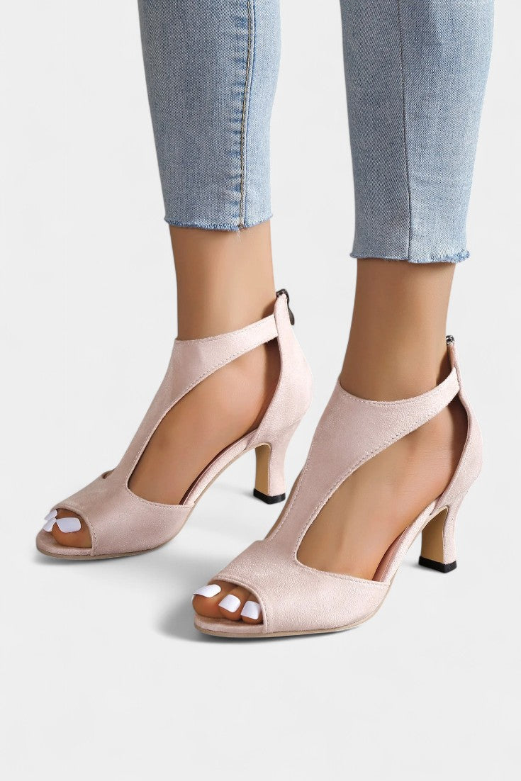Damen-Sandalen Violy mit mittelhohem Absatz und T-Riemen