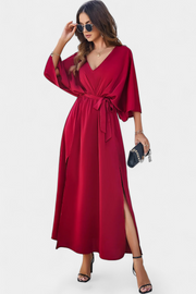 Damenkleid Milly mit Schleife an der Taille und Seitenschlitz – Ansicht 9