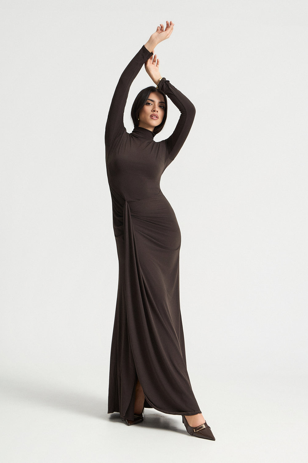 Evie – Langärmeliges Maxikleid für Damen – Ansicht 6