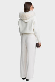 Tina – Woll-Sweatshirtjacke für Damen mit Reißverschluss und Pelzkragen – Ansicht 5