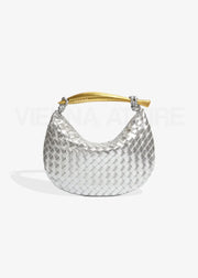Alexandra – Gewebte Tasche für Damen mit goldenem Henkel – Ansicht 10