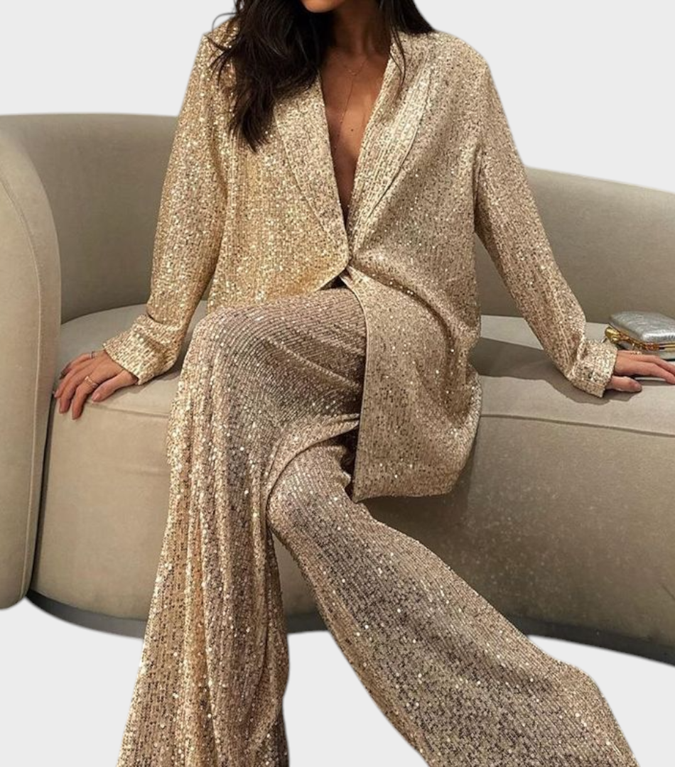 Alexa – Elegantes Pailletten-Hosen-Set für Damen – Ansicht 2
