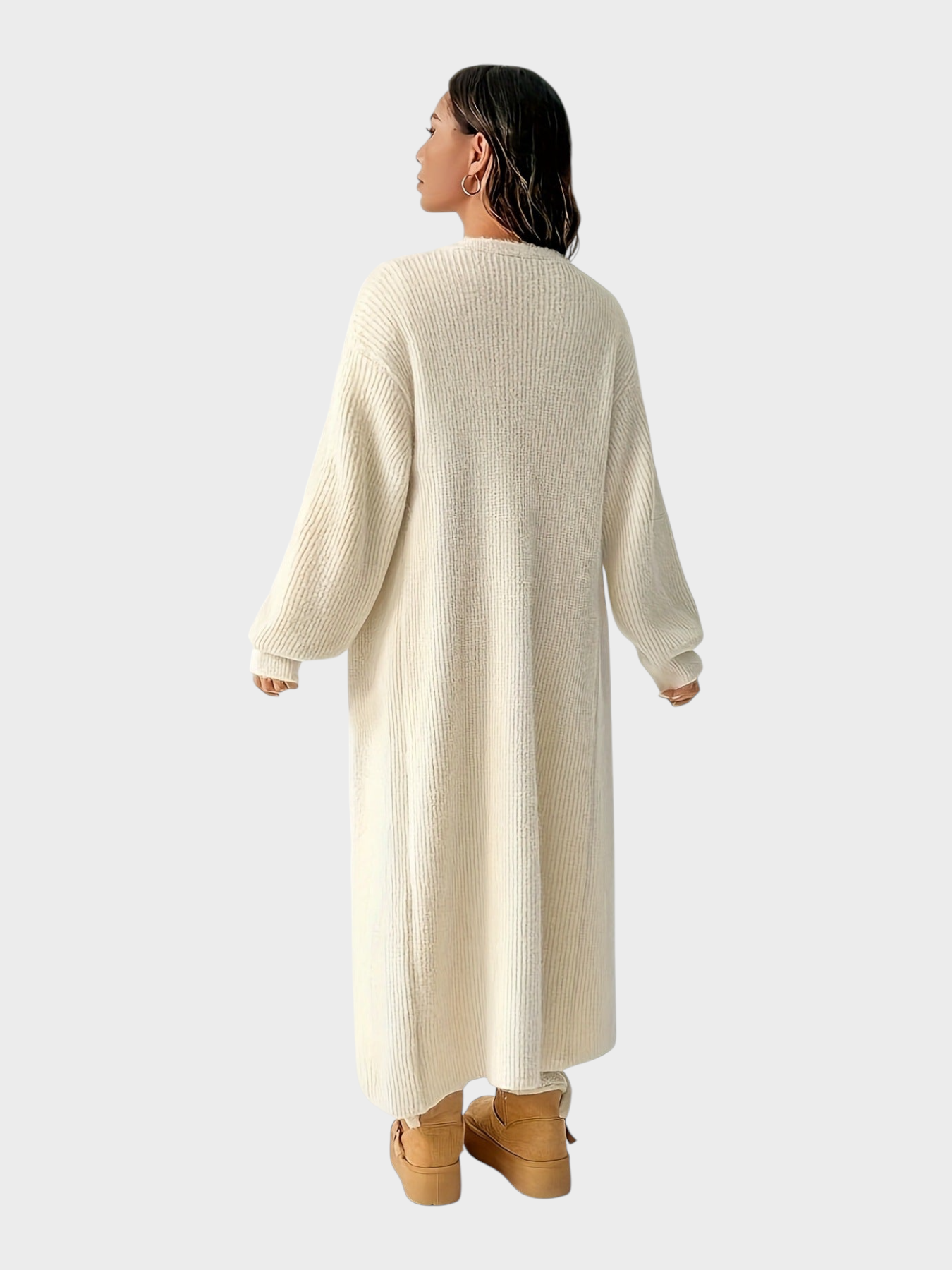 Kara – Weiche Strickjacke für Damen ohne Kragen – Ansicht 3