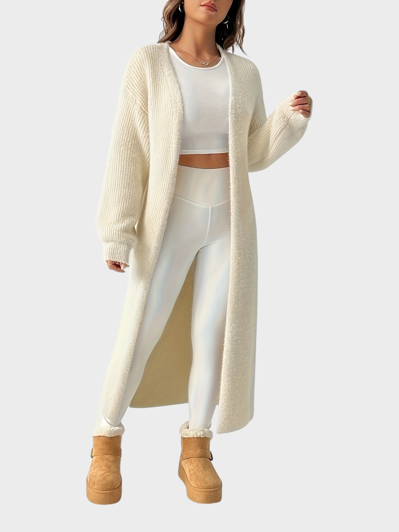 Kara – Weiche Strickjacke für Damen ohne Kragen