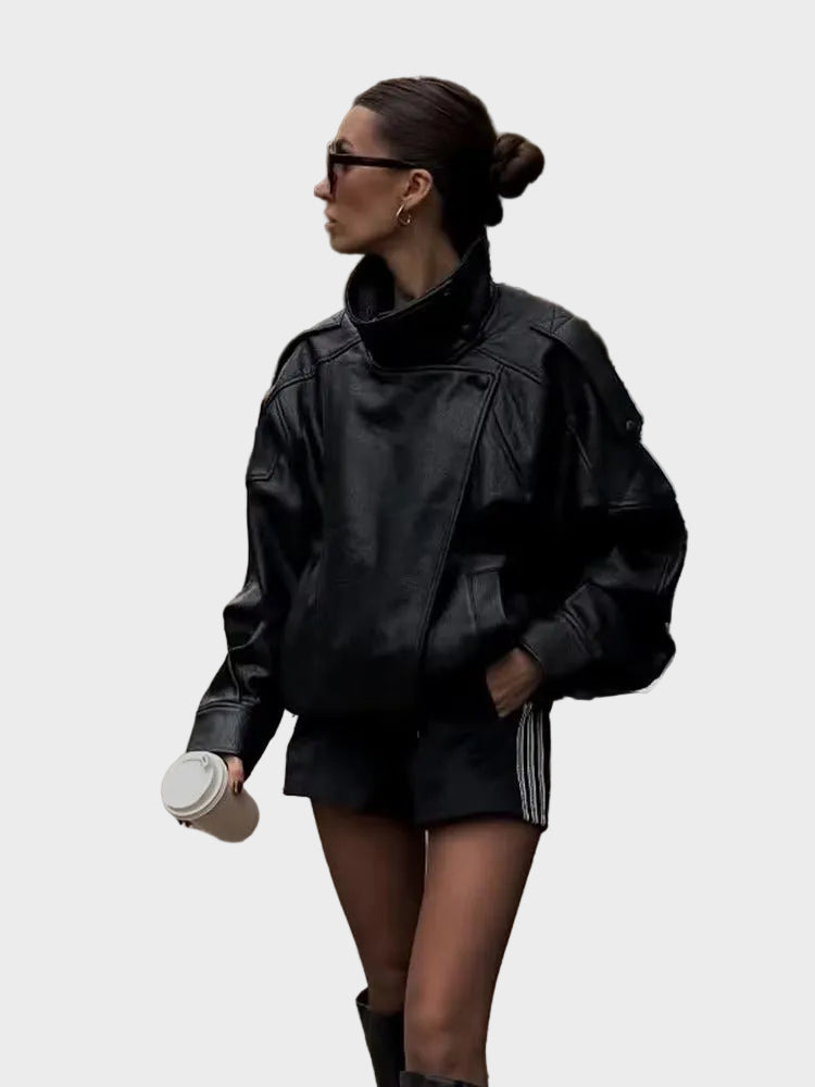 Carla – Asymmetrische Damen-Lederjacke – Ansicht 7