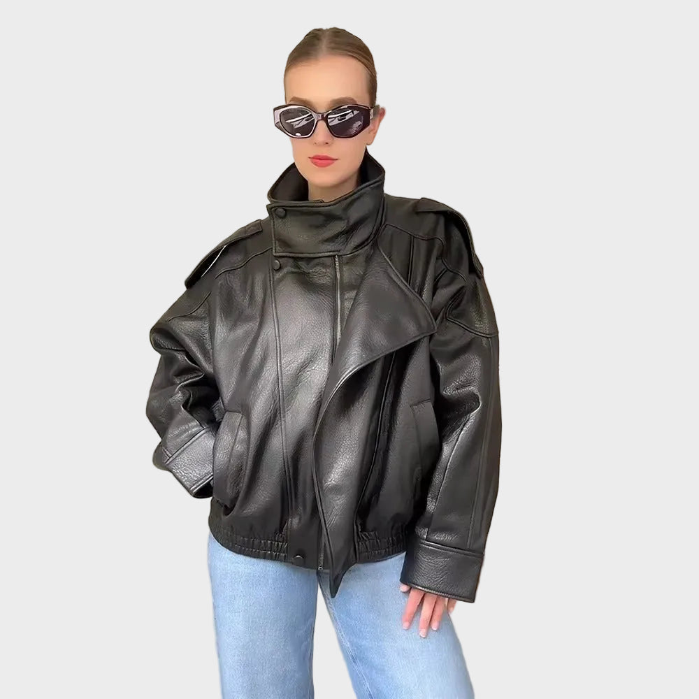 Carla – Asymmetrische Damen-Lederjacke – Ansicht 5