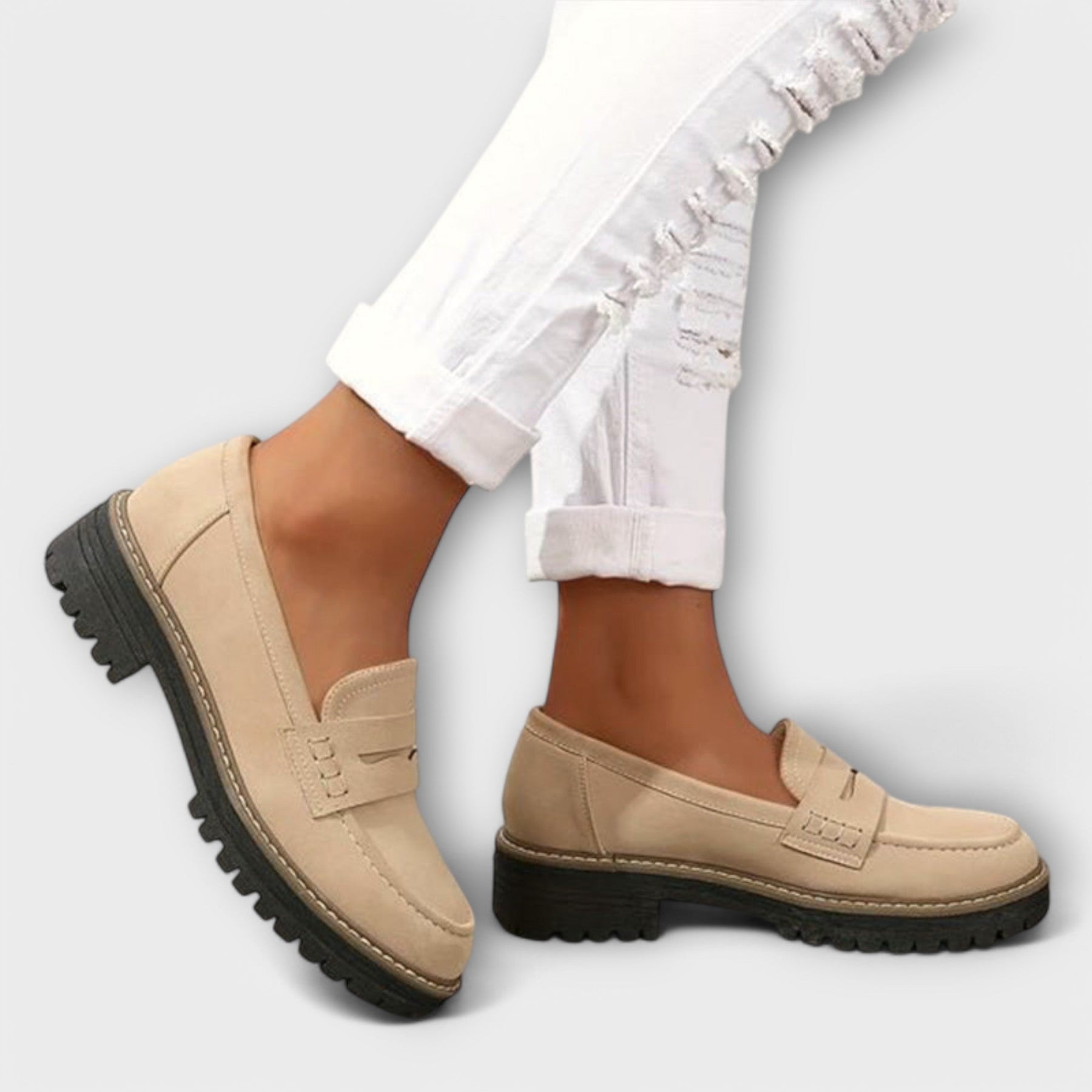 Damen-Wildleder-Mokassins Alisa mit Plateausohle – Ansicht 9