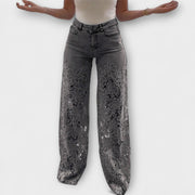 Damen-Patchwork-Jeans mit Spitze – Ansicht 3