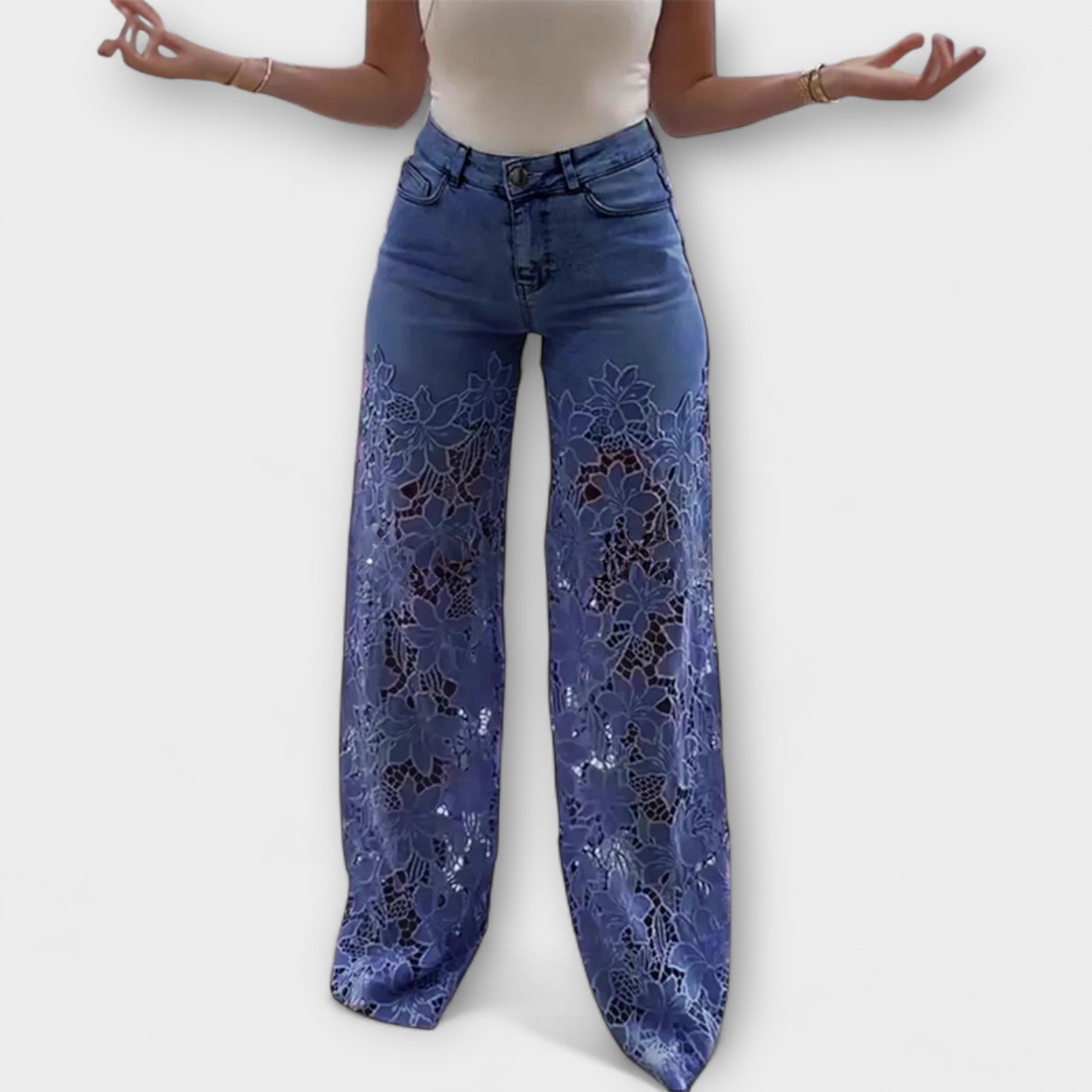Patchwork-Jeans mit Spitze sind im Trend