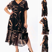 Ingrid | Elegantes Midikleid mit V-Ausschnitt und Schleifenprint