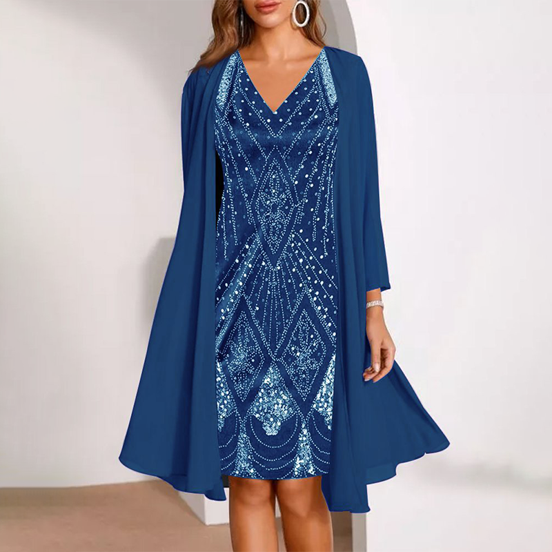Gabriele | Elegantes Damen-Set mit Kleid und langer Jacke