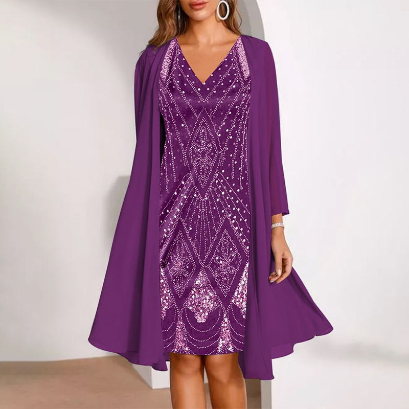 Gabriele | Elegantes Damen-Set mit Kleid und langer Jacke