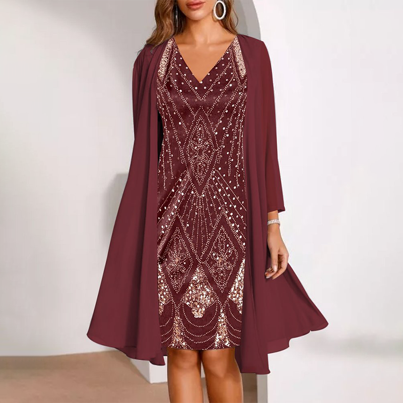 Gabriele | Elegantes Damen-Set mit Kleid und langer Jacke