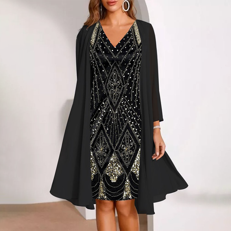 Gabriele | Elegantes Damen-Set mit Kleid und langer Jacke