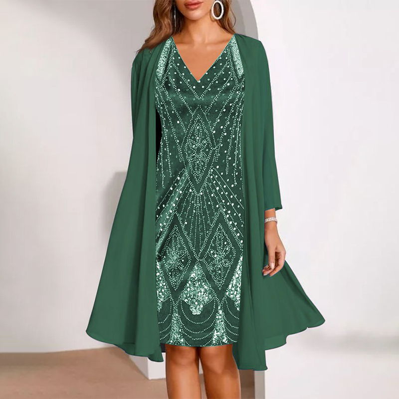 Gabriele | Elegantes Damen-Set mit Kleid und langer Jacke