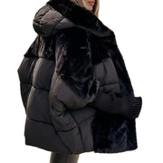 Zoe – Oversize-Mantel für Damen mit Kapuze und Patchwork – Ansicht 6