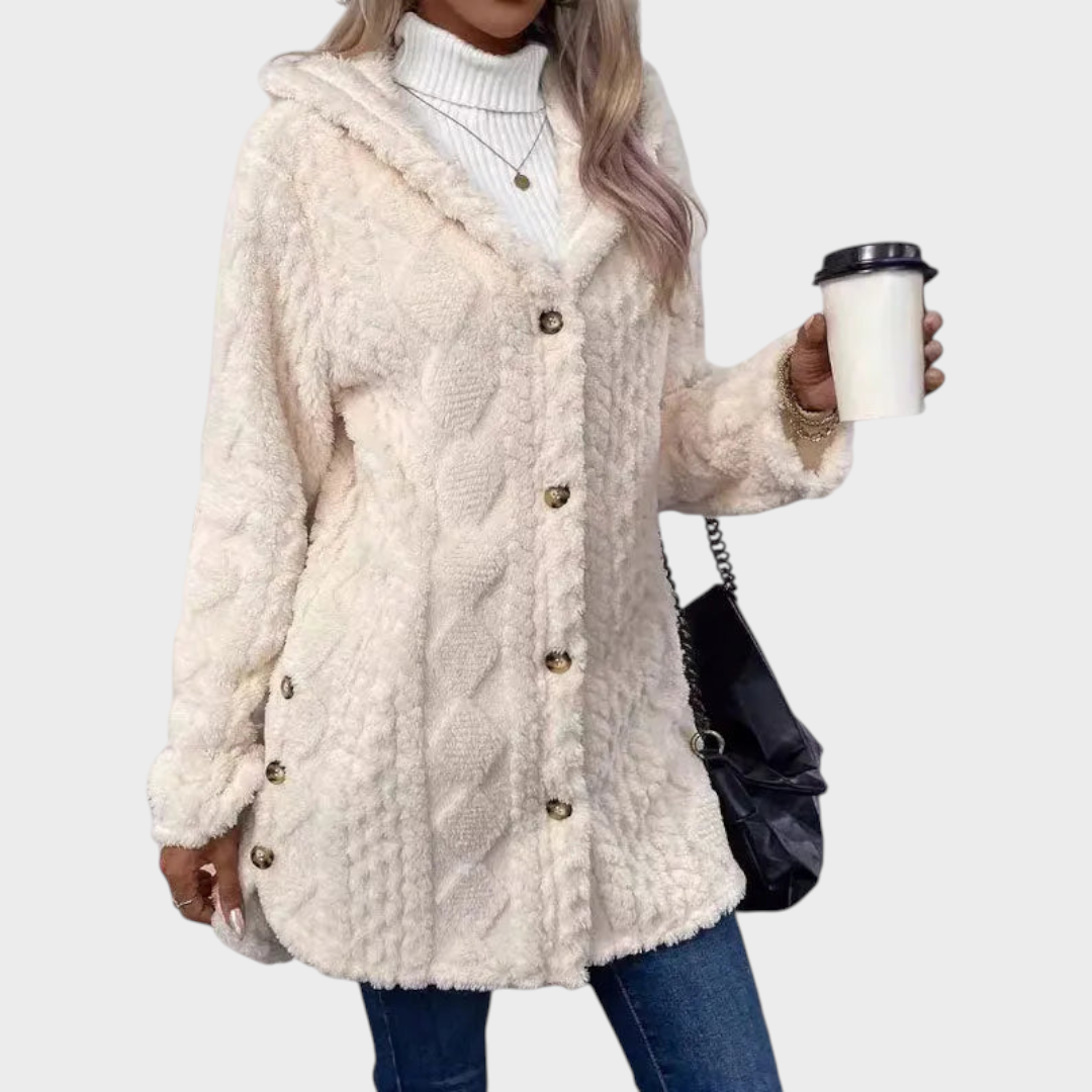 Elzie – Warme Jacquard-Kapuzenjacke für Damen