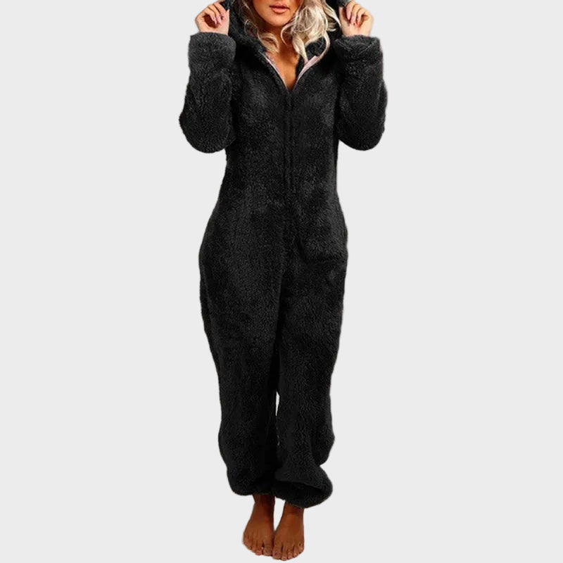 Klara – Ultraweicher Samt-Kapuzenoverall für Damen – Ansicht 3