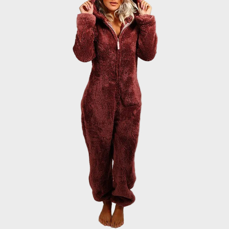 Klara – Ultraweicher Samt-Kapuzenoverall für Damen – Ansicht 5