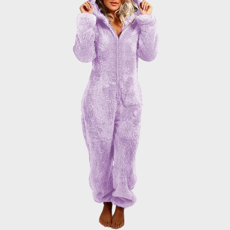 Klara – Ultraweicher Samt-Kapuzenoverall für Damen – Ansicht 8