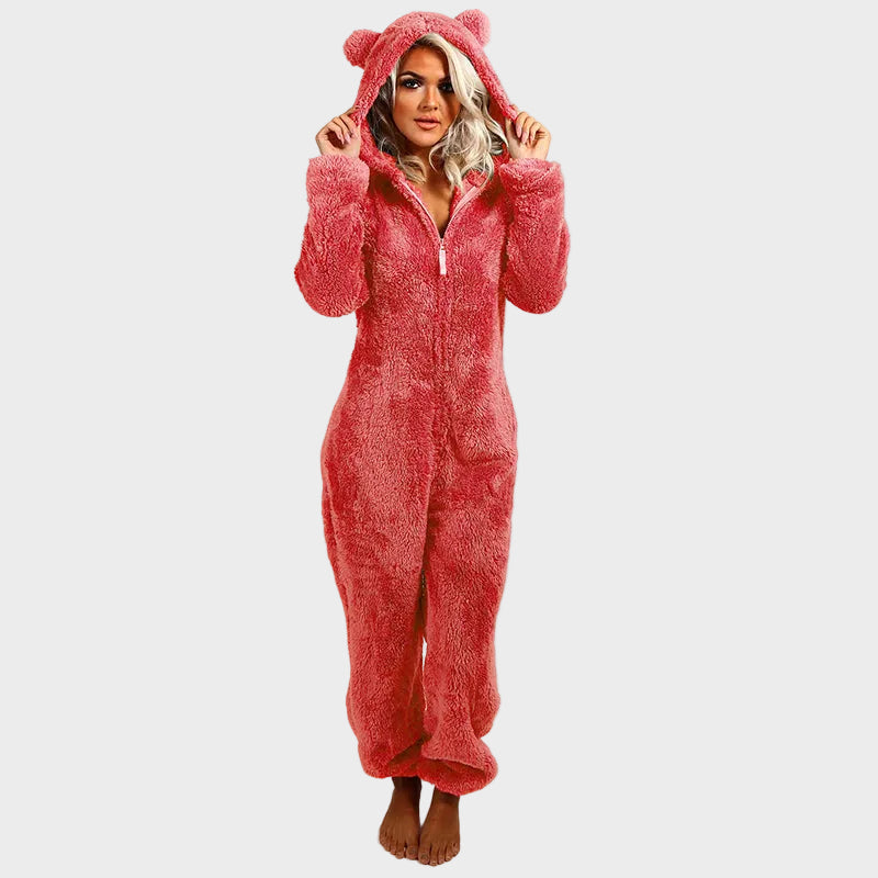 Klara – Ultraweicher Samt-Kapuzenoverall für Damen – Ansicht 9