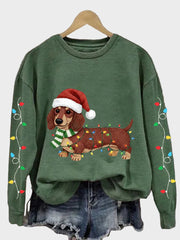 Ella – Damen-Sweatshirt mit Dackelmotiv und Weihnachtslichtern – Ansicht 3