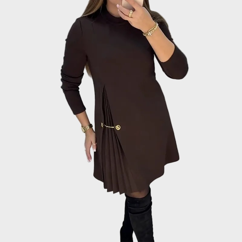Sains – Langärmeliges Kleid mit Falten – Ansicht 2