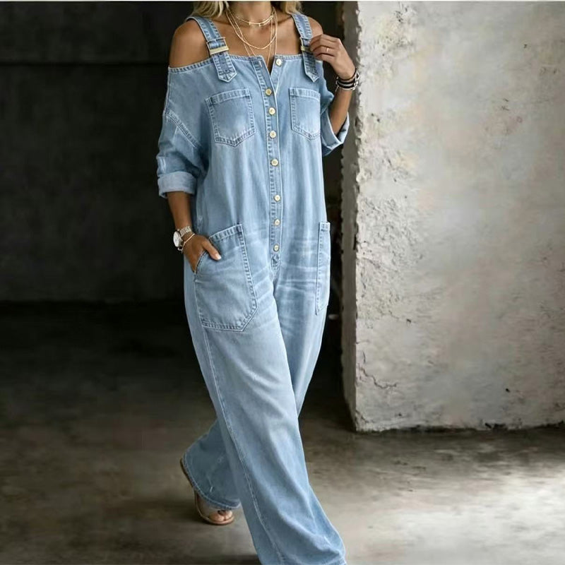 Christa | Weit geschnittener Overall mit weitem Bein und Taschen