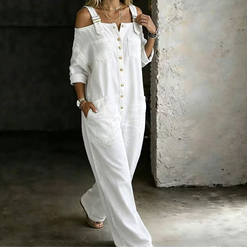 Christa | Weit geschnittener Overall mit weitem Bein und Taschen