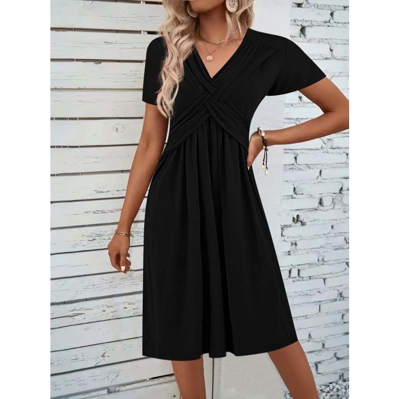 Gisela | Elegantes Kleid mit V-Ausschnitt und Cross-Front-Design – Ansicht 4