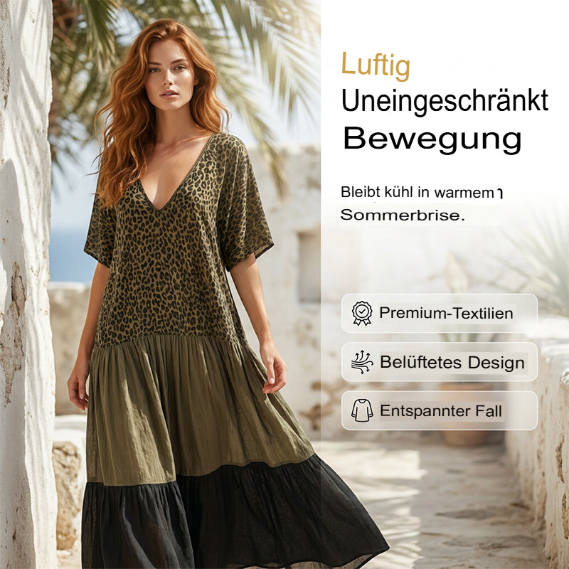 Helga | Bohemian Maxikleid mit Leopardenmuster – Ansicht 2