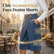 Andrea | Asymmetrische Damen-Jeansshorts mit Wickeloptik