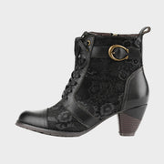 Florale Damen-Lederstiefeletten Timeless Grace mit Schnürung – Ansicht 2