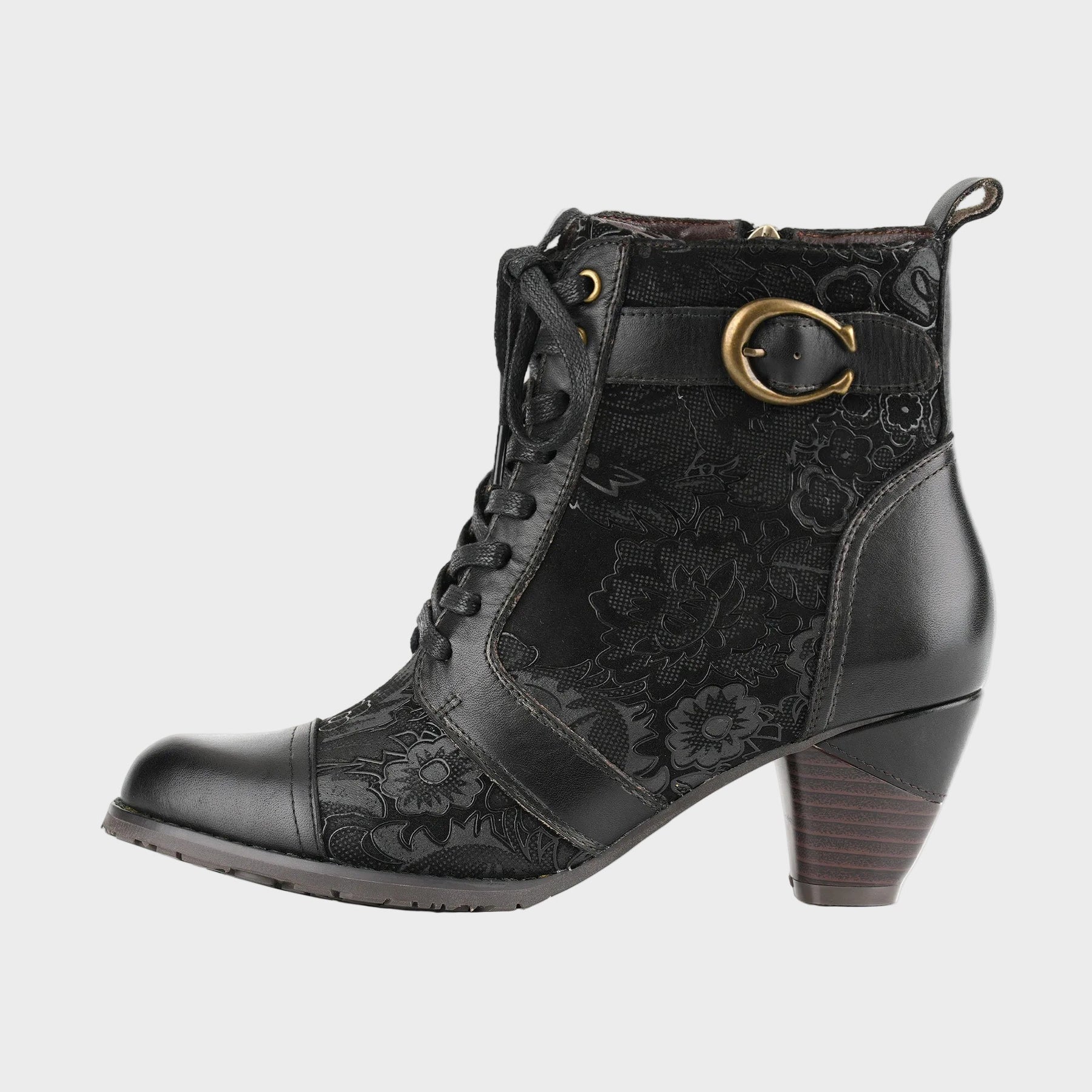 Florale Damen-Lederstiefeletten Timeless Grace mit Schnürung – Ansicht 2