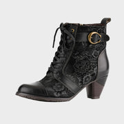 Florale Damen-Lederstiefeletten Timeless Grace mit Schnürung – Ansicht 3