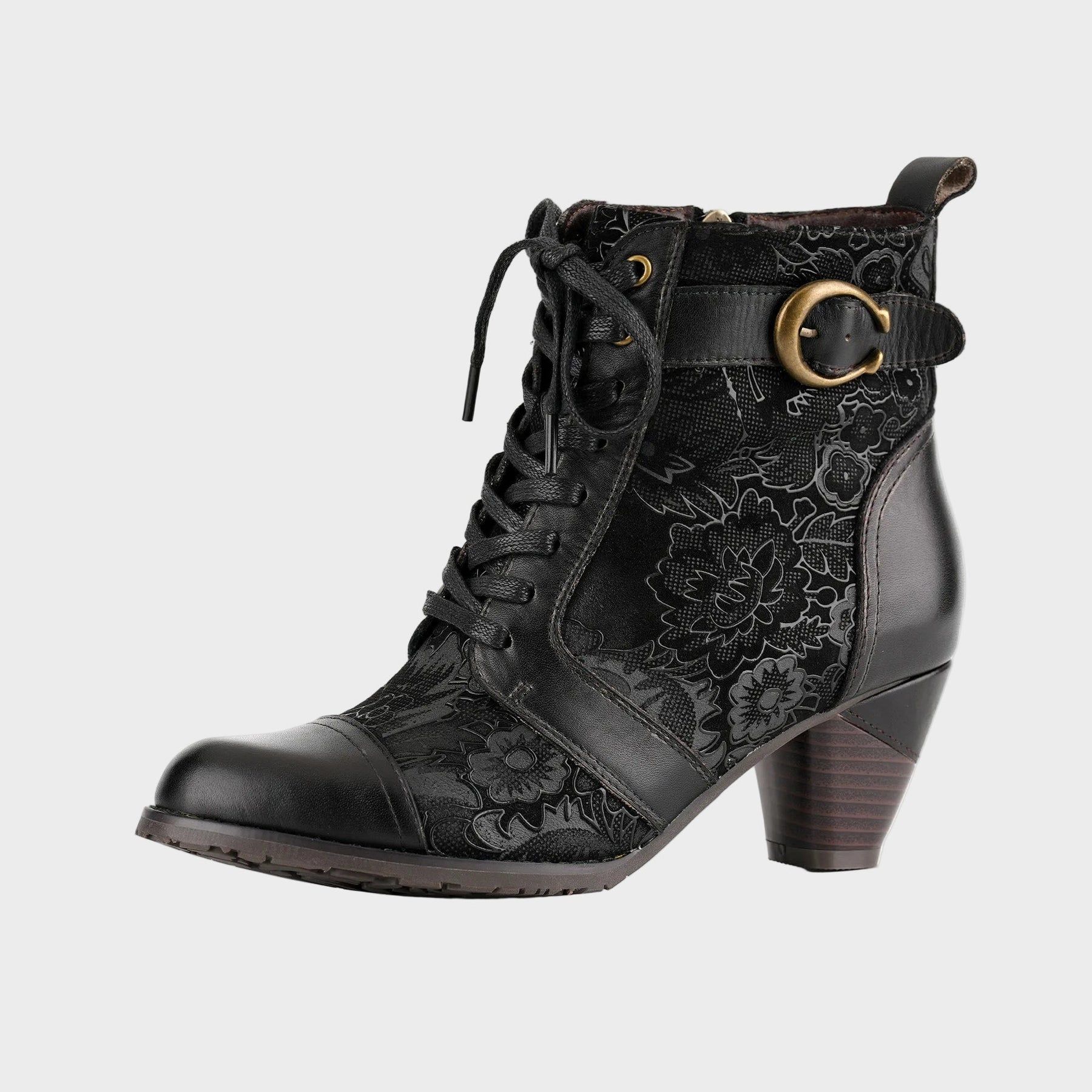 Florale Damen-Lederstiefeletten Timeless Grace mit Schnürung – Ansicht 3
