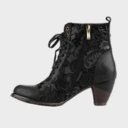 Florale Damen-Lederstiefeletten Timeless Grace mit Schnürung – Ansicht 4
