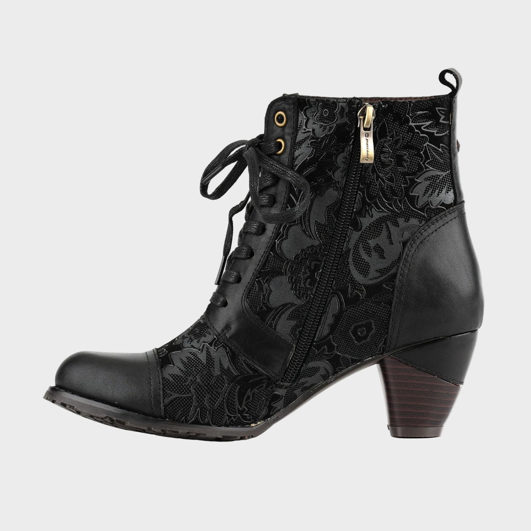 Florale Damen-Lederstiefeletten Timeless Grace mit Schnürung – Ansicht 4