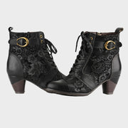 Florale Damen-Lederstiefeletten Timeless Grace mit Schnürung – Ansicht 5