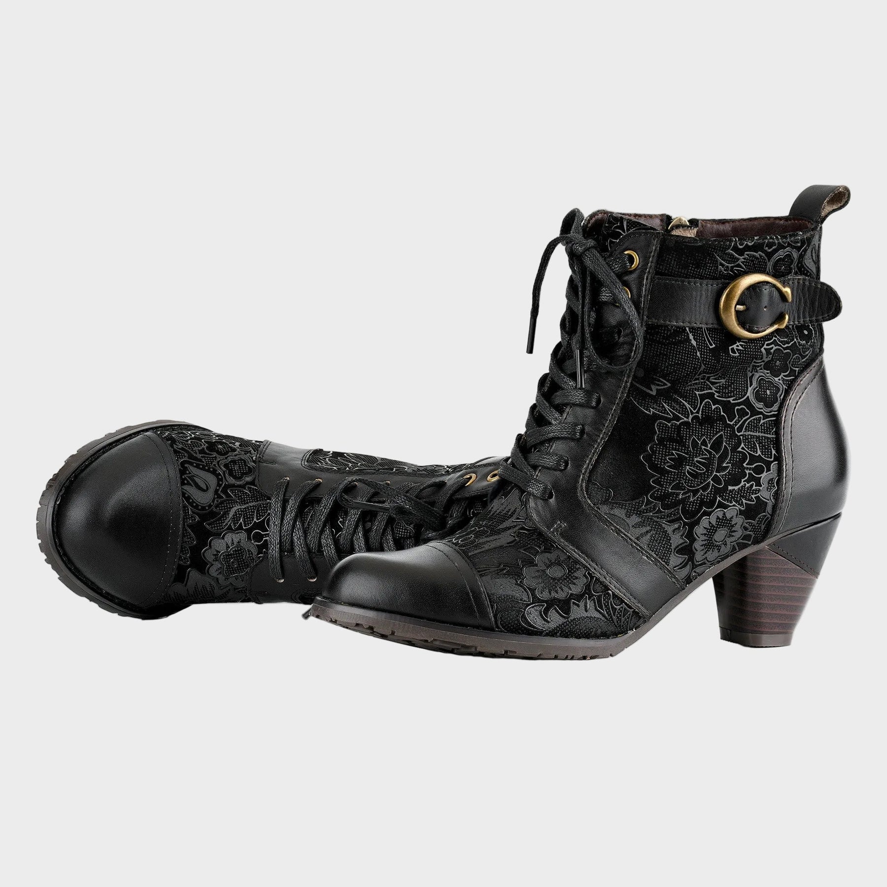 Florale Damen-Lederstiefeletten Timeless Grace mit Schnürung – Ansicht 6