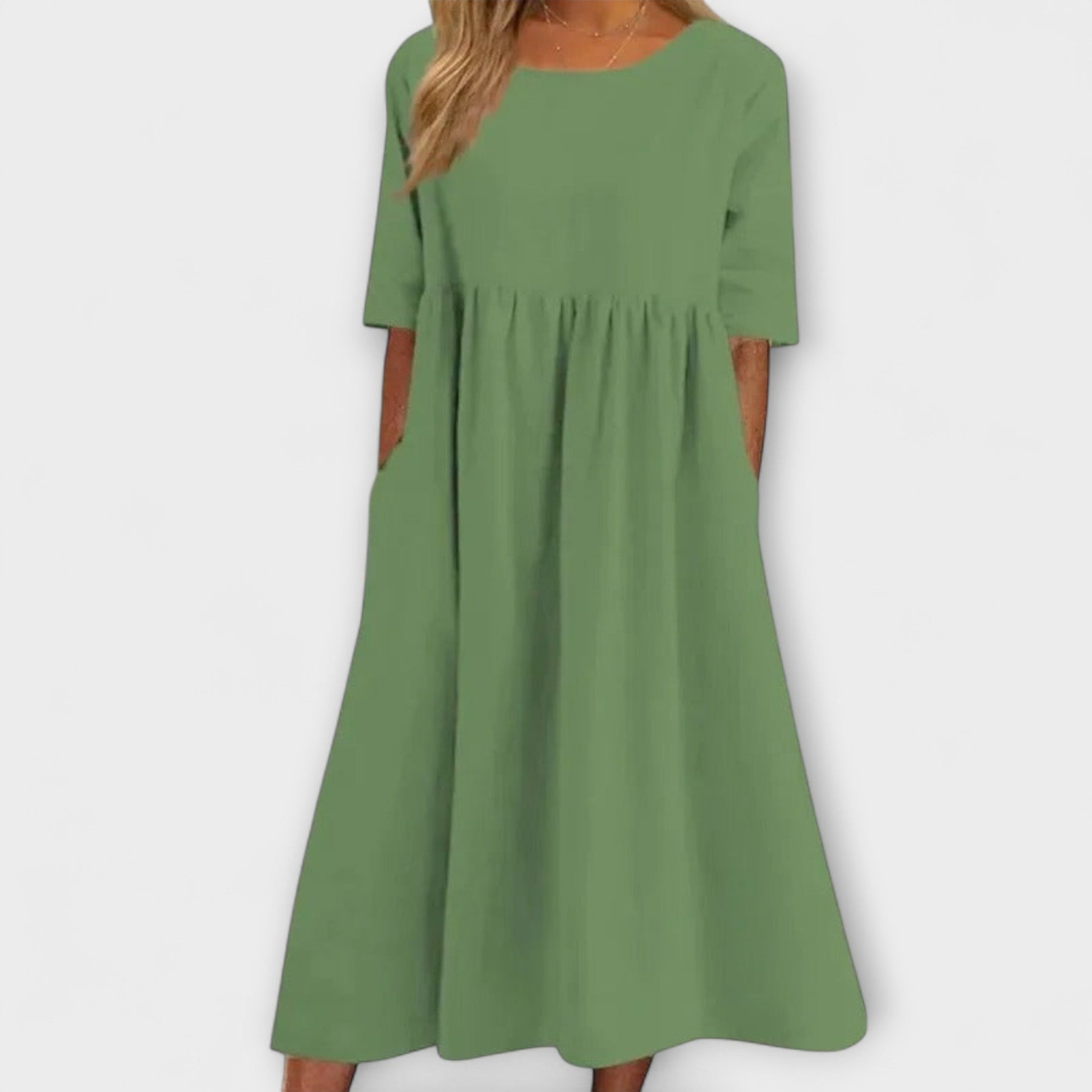 Anya – Gestreiftes Damenkleid mit bauchbedeckendem Schnitt – Ansicht 5
