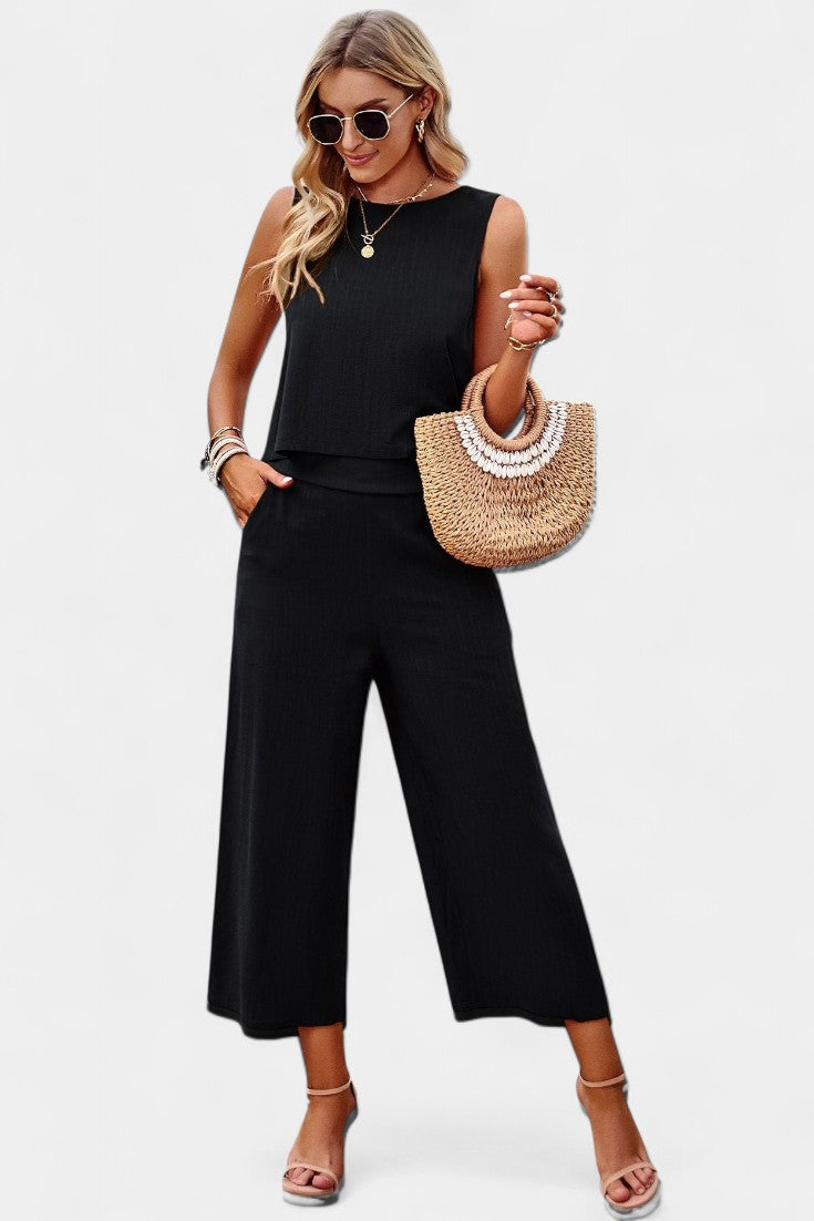 Lavinia Boho-Set mit luftigem Top und Shorts aus Leinen und Baumwolle