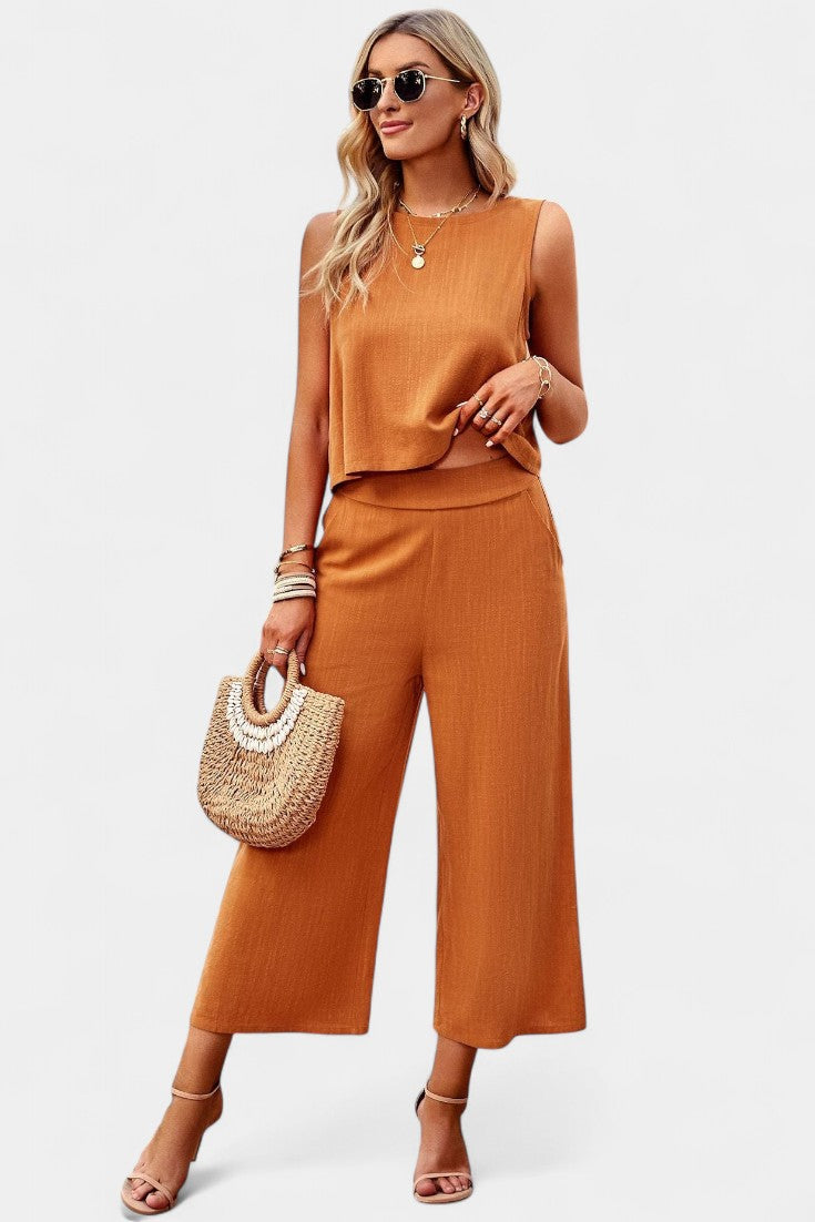 Lavinia Boho-Set mit luftigem Top und Shorts aus Leinen und Baumwolle