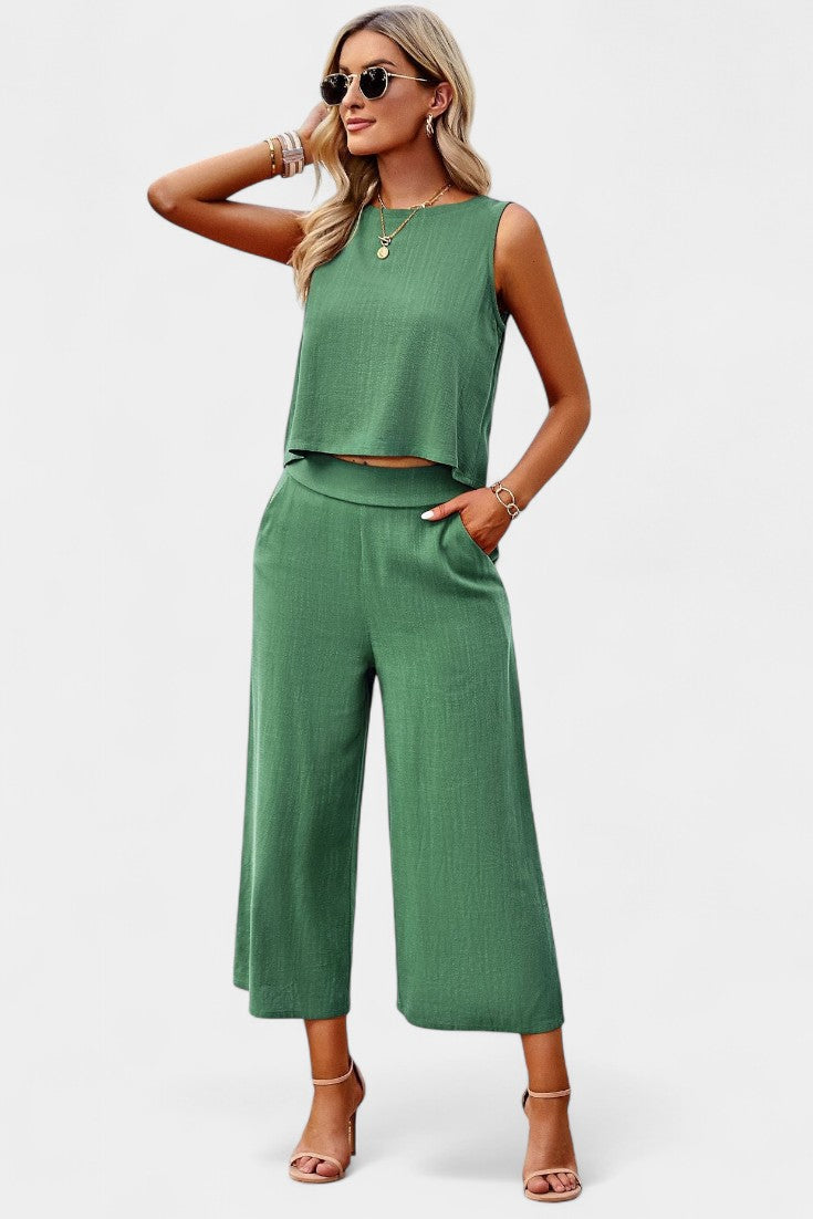 Lavinia Boho-Set mit luftigem Top und Shorts aus Leinen und Baumwolle
