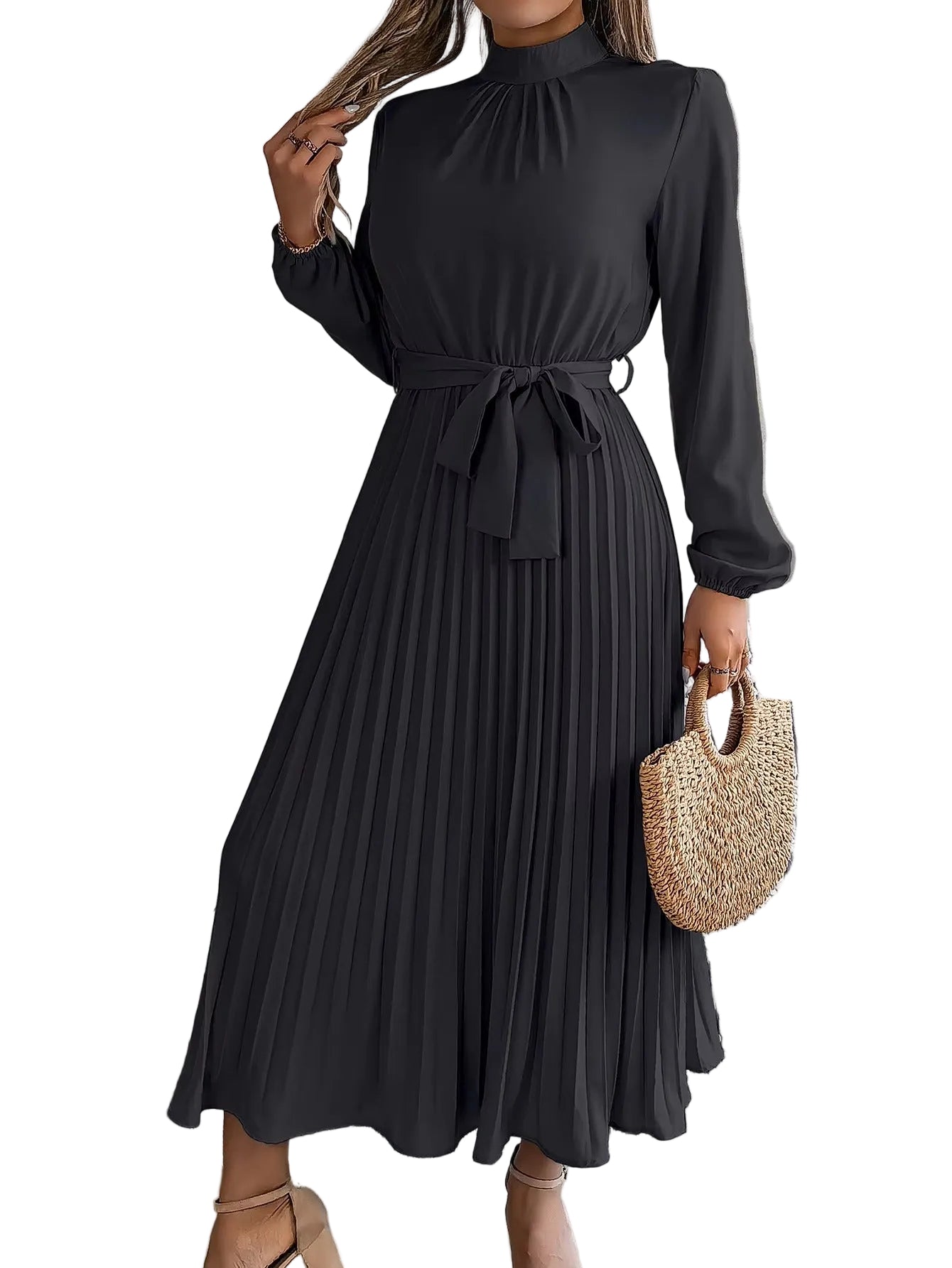 Sorayae – Elegantes plissiertes Maxikleid