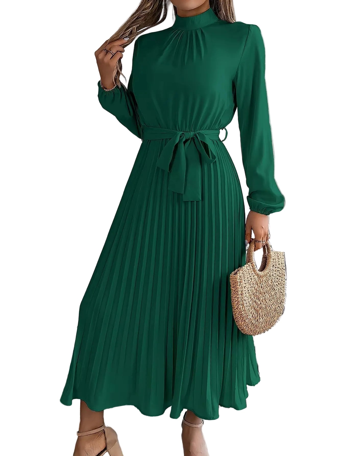 Sorayae – Elegantes plissiertes Maxikleid