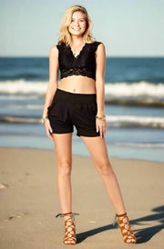 Schwarze Damen-Gymnastikshorts mit Taschen – Ansicht 2
