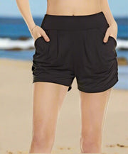 Schwarze Damen-Gymnastikshorts mit Taschen